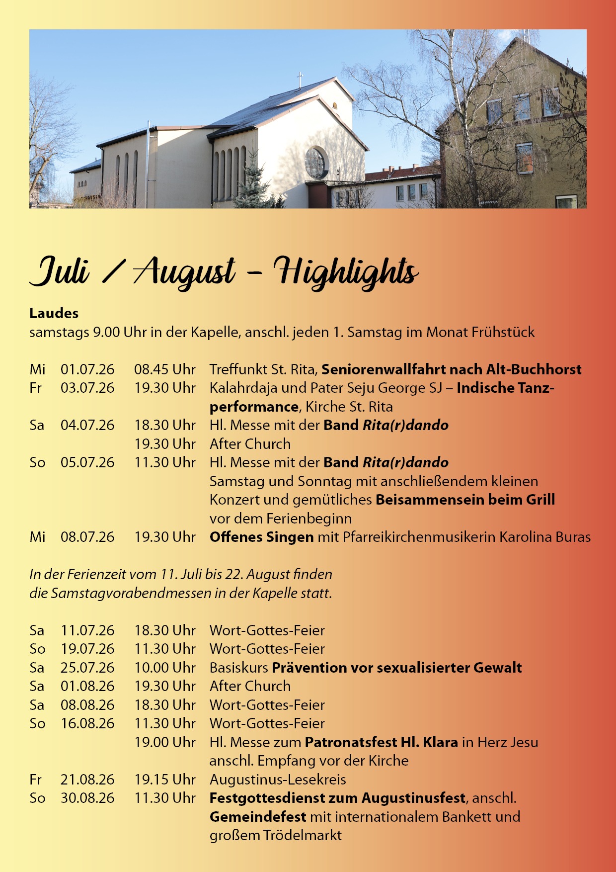 Juli-August 26 Highlights